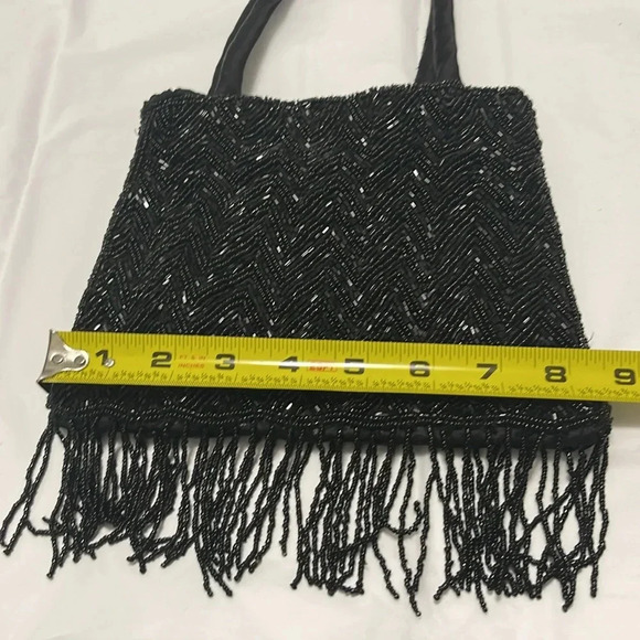 Vintage Hand Beaded Black Evening Purse with shoulder strap. This is a gem!! - Picture 2 of 6